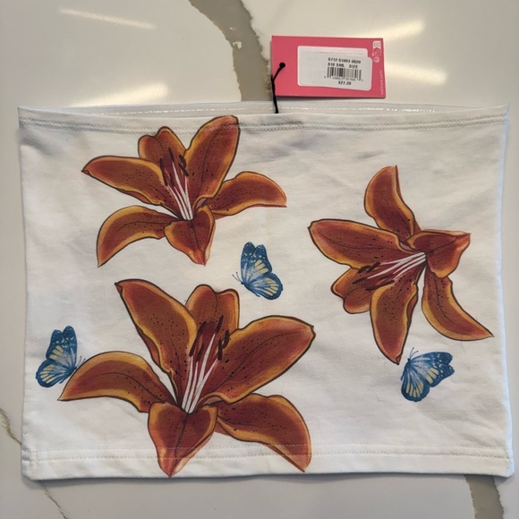 Edikted Tiger Lily Print Cotton Tube Top - Picture 3 of 5